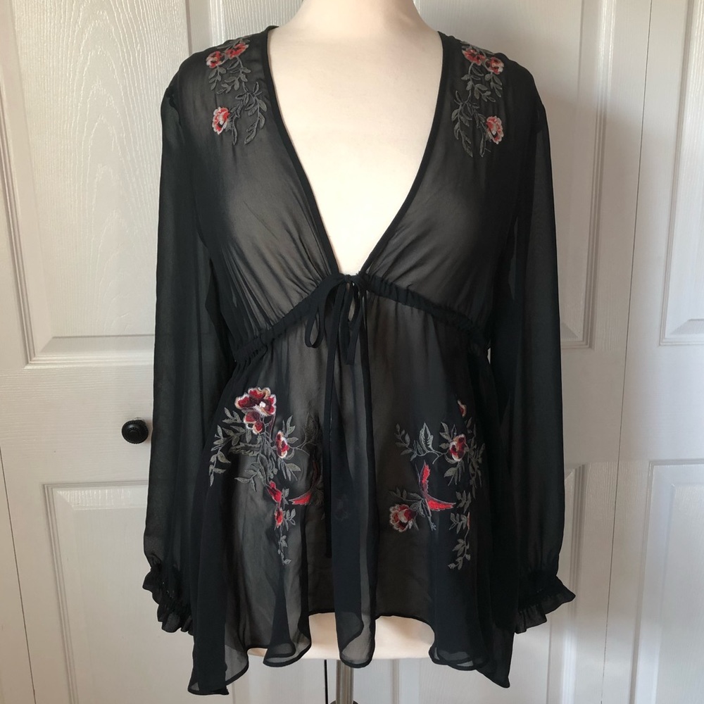 Express Floral Mesh Blouse